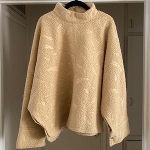 Zara Cape Feather embroidered print open Sleeve poncho